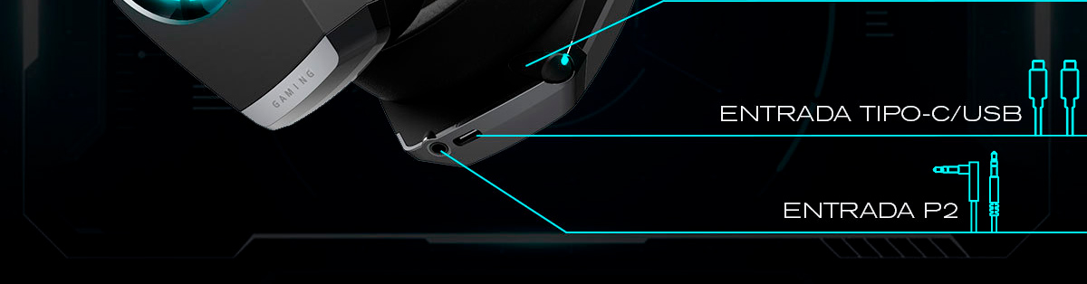 conexões do headset gamer