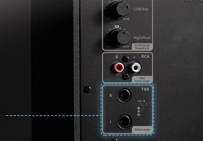 monitor de audio com entrada TRS