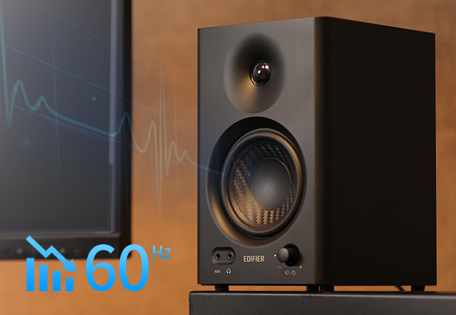 monitor de audio com graves sem distorção